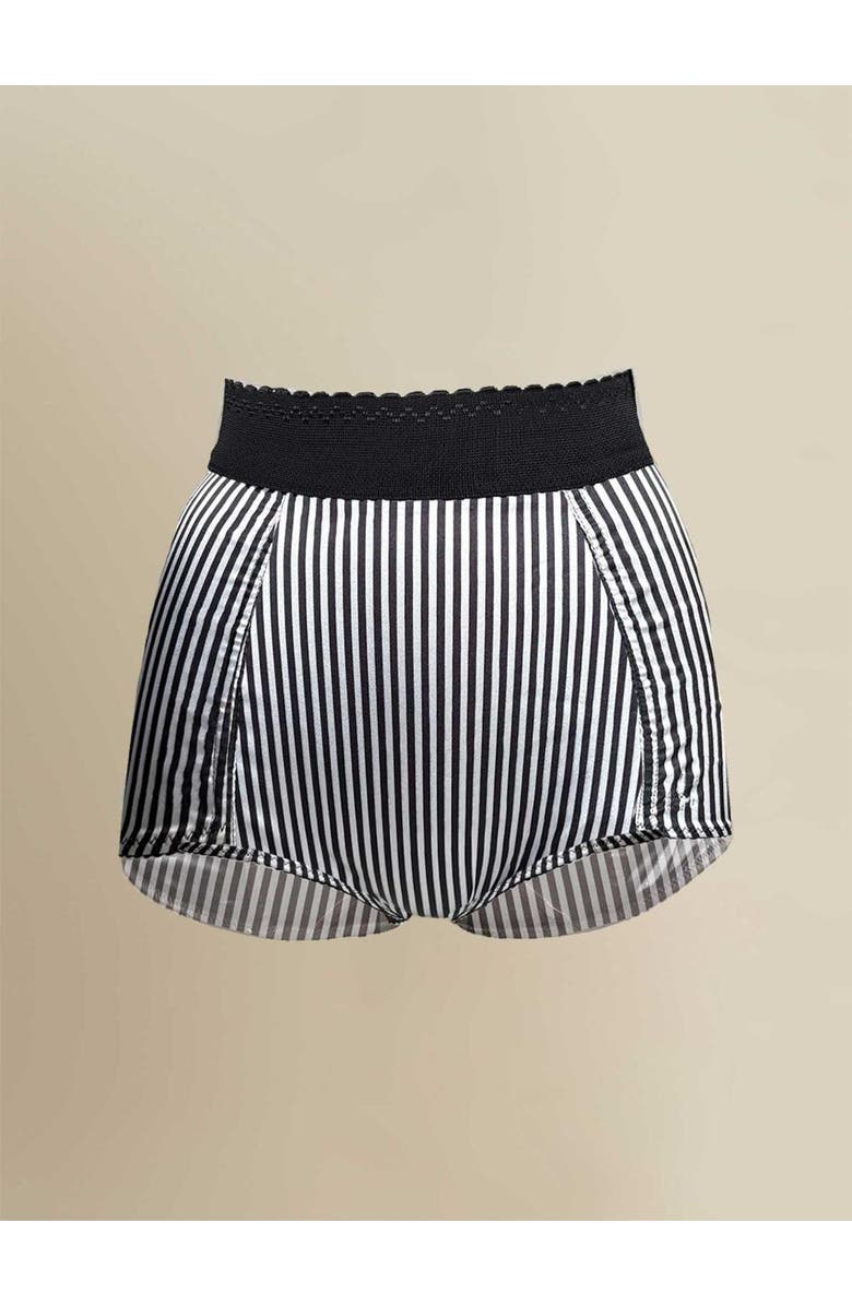 Contessa Mills Seraphim Striped Satin High-Waist Knickers, Main, color, Black-White