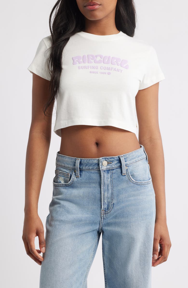 Rip Curl Surf Puff Cotton Graphic Baby Tee, Main, color, Bone