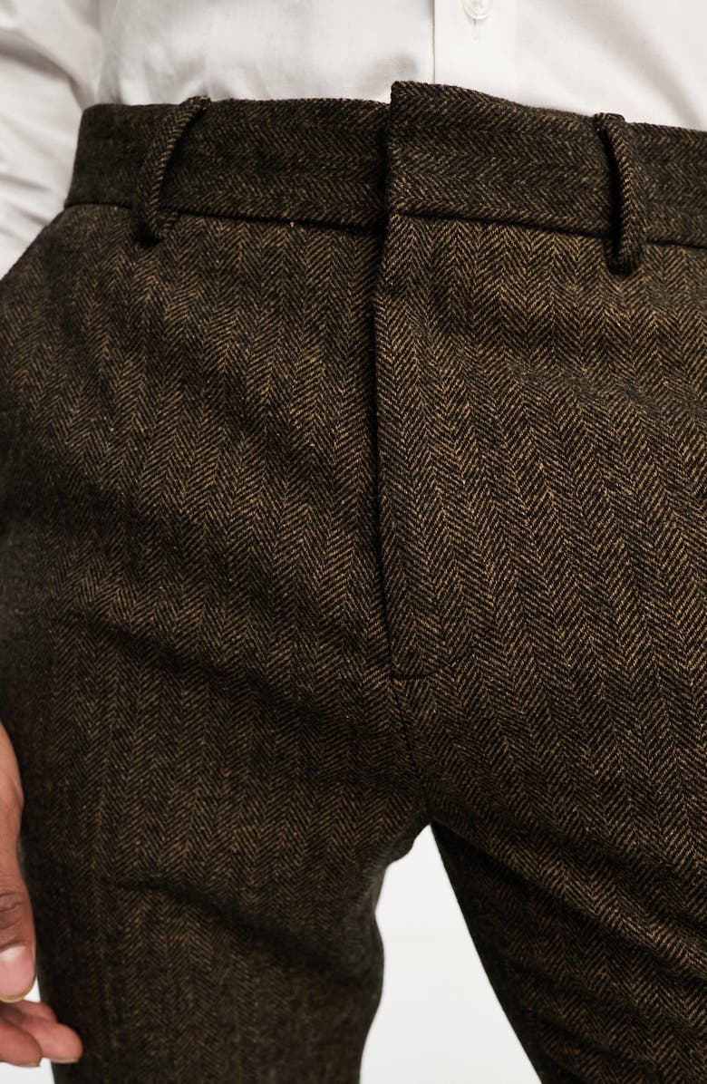 ASOS DESIGN Slim Fit Herringbone Suit Trousers, Alternate, color, 