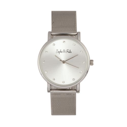 Sophie And Freda Savannah Mesh Bracelet Watch With Swarovski Crystals In Silver