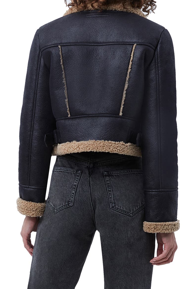 Belen Faux Shearling Crop Jacket, Alternate, color, BLACK-BROWN