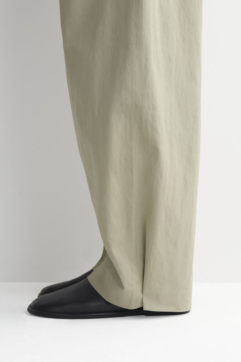 Cotton-linen Relaxed-fit Barrel-leg Trousers, Alternate, color, KHAKI