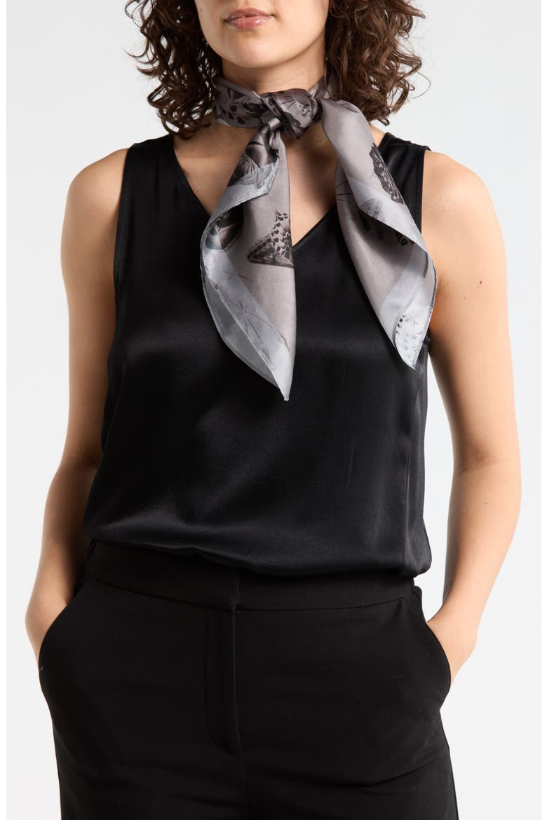 Agatha Fawn Silk Square Scarf, Main, color, CINNAMON BROWN