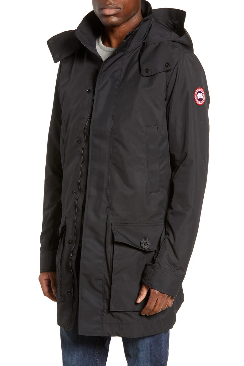 Crew Trench Jacket with Removable Hood, Main, color, BLACK