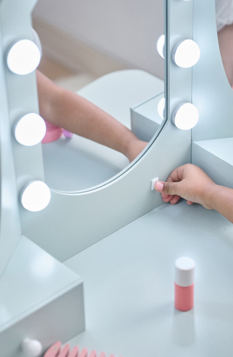 Teamson Kids Fantasy Fields Little Princess Vanity Play Set with LED Mirror, Alternate, color, Blue