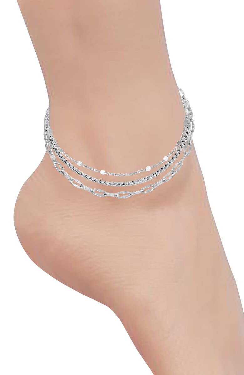 Vince Camuto 3-Pack Assorted Anklets, Alternate, color, Silvertone