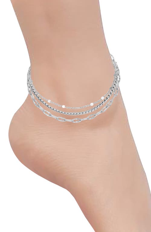 Vince Camuto 3-pack Assorted Anklets In Silver