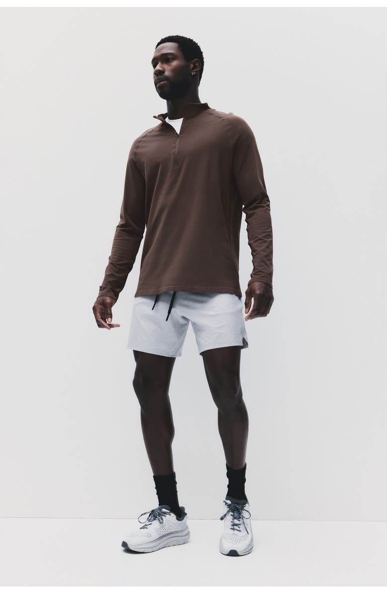 H&M Muscle Fit Zip Top Sports Top With Drymove, Alternate, color, Brown