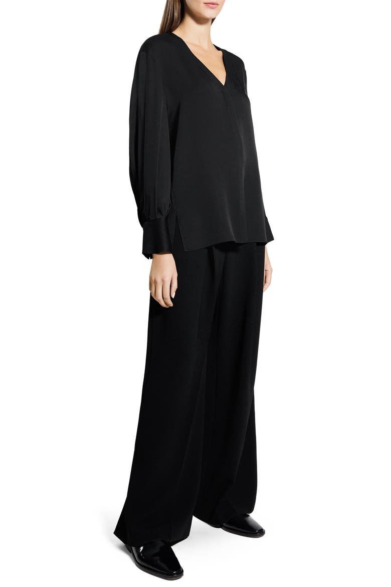 Woven Silk Shirt, Alternate, color, BLACK