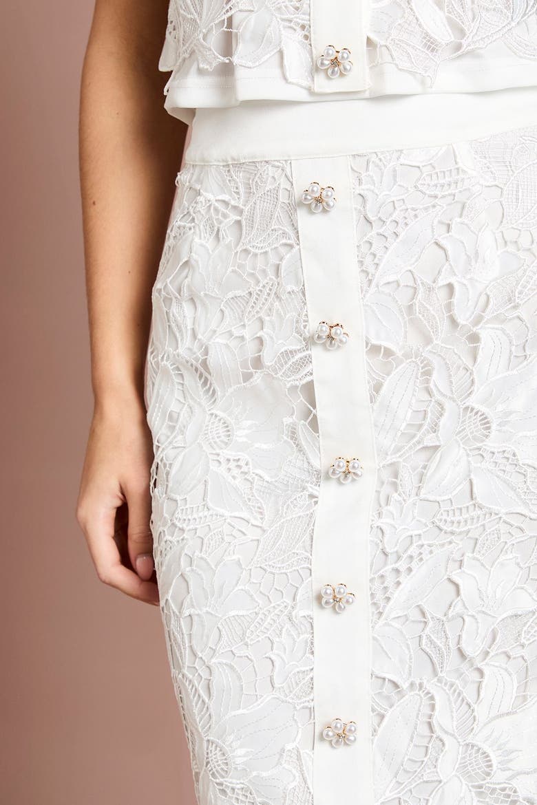 Lace Pencil Skirt, Alternate, color, Ivory