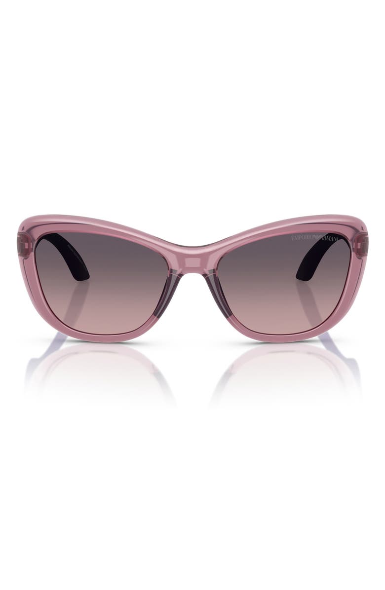 Emporio Armani 50mm Butterfly Sunglasses, Main, color, Lillac / Pink Gradient Grey