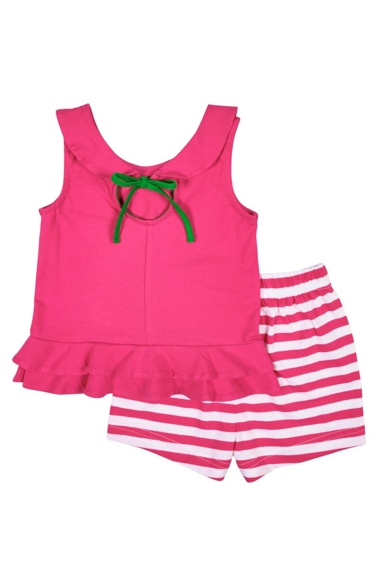 Florence Eiseman Knit Top With Flower And Short Set, Alternate, color, Fuchsia/White