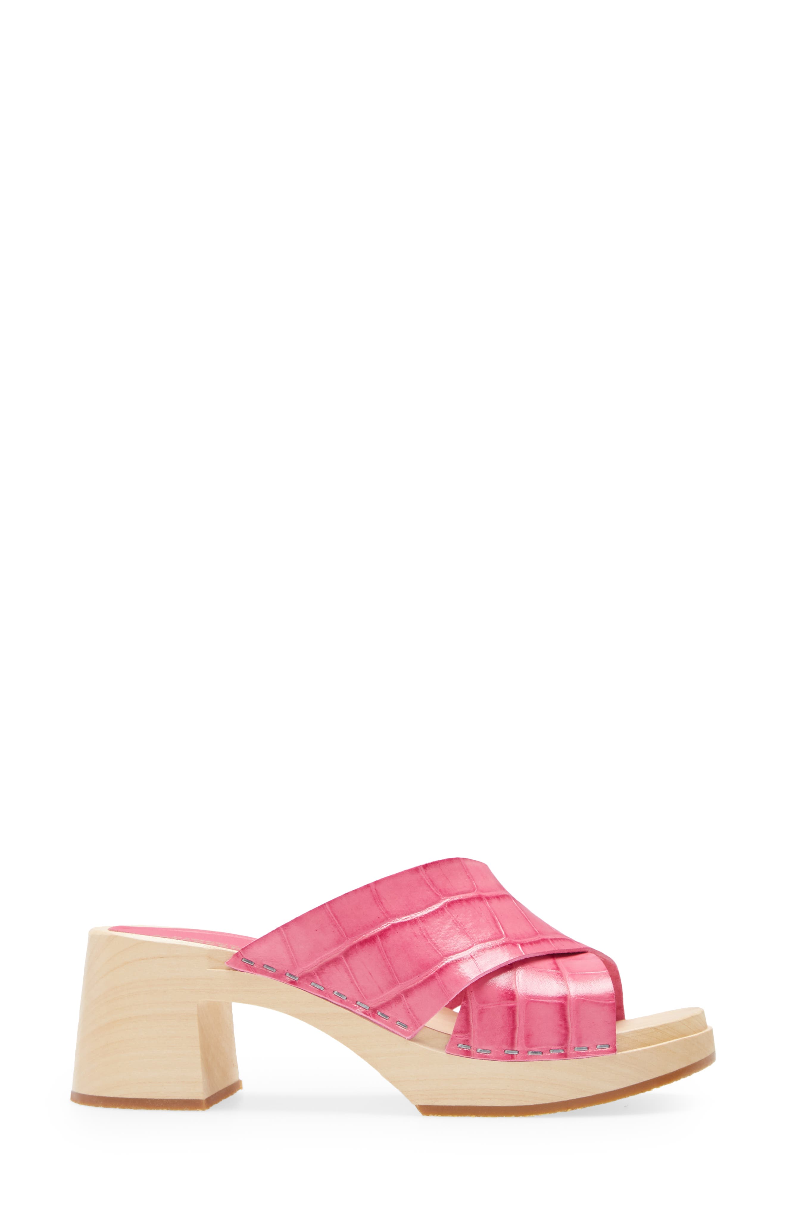 Anette Platform Slide Sandal, Alternate, color, HOT PINK CROCO