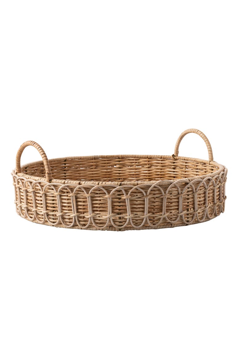 Provence Round Rattan Serving Tray, Main, color, WHITEWASH