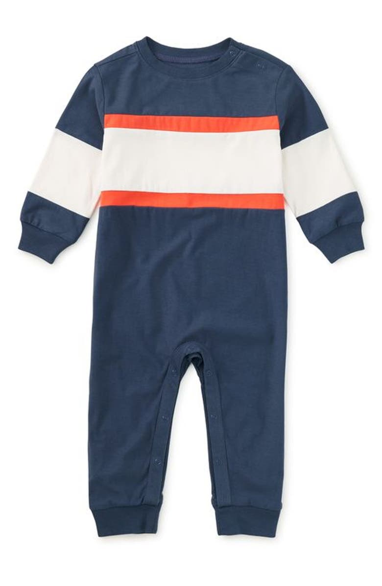 Tea Collection Colorblock Rugby Baby Romper, Main, color, 