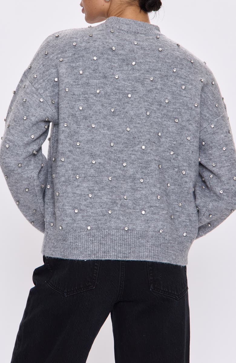 Pistola Aura Rhinestone Crewneck Sweater, Alternate, color, Charcoal Diamonte