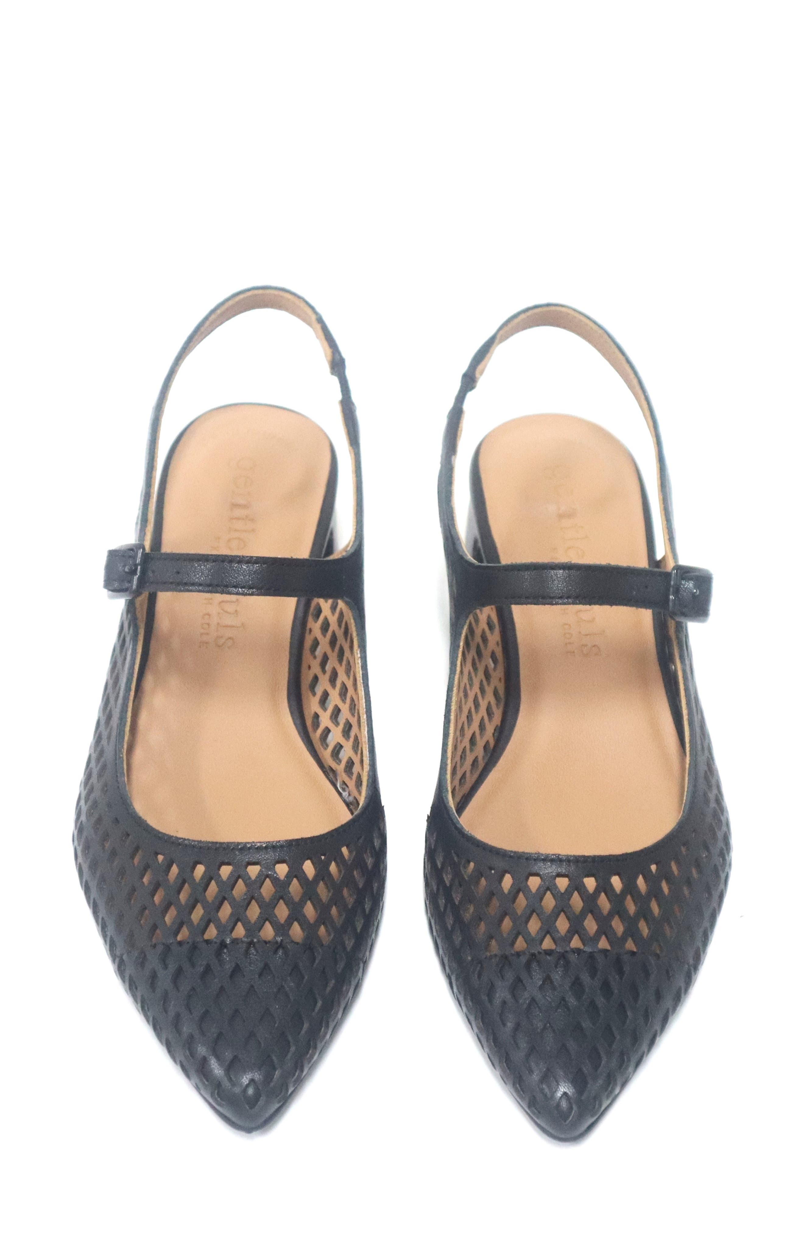 Gentle Souls Gladys Perf Slingback Pump, Alternate, color, Black Leather