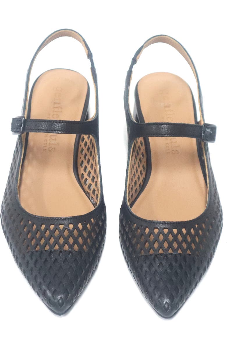 Gentle Souls Gladys Perf Slingback Pump, Alternate, color, Black Leather