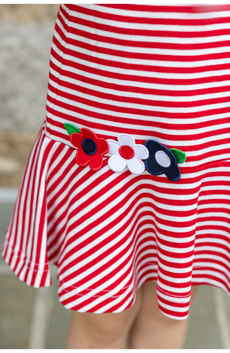 Florence Eiseman Stripe Knit Dress With Flowers, Alternate, color, Red / White