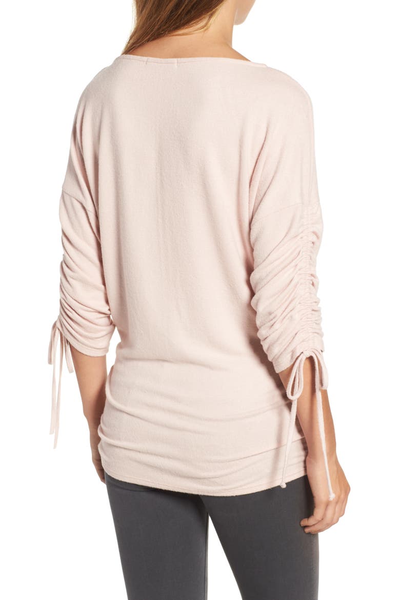 Gibson Cozy Tie Sleeve Top, Alternate, color, PINK SMOKE
