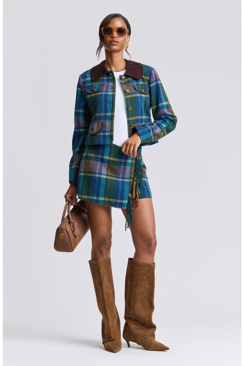 Asymmetric Wrap Miniskirt, Alternate, color, GREEN MULTI