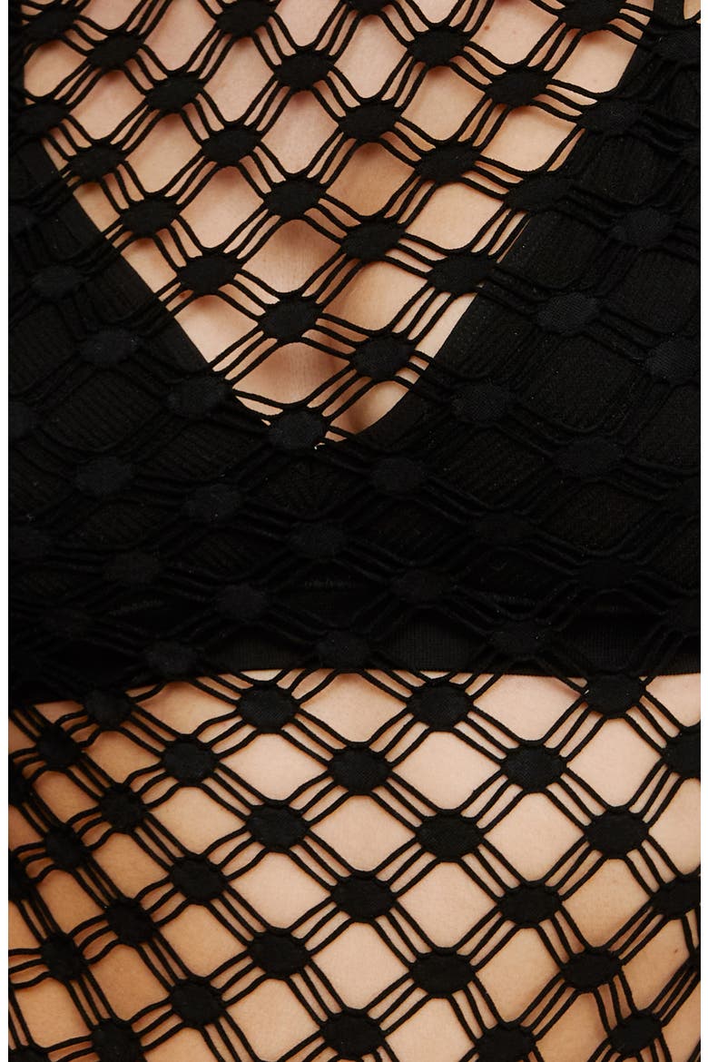 Seamless Long Sleeve Net Jumpsuit, Alternate, color, BLACK