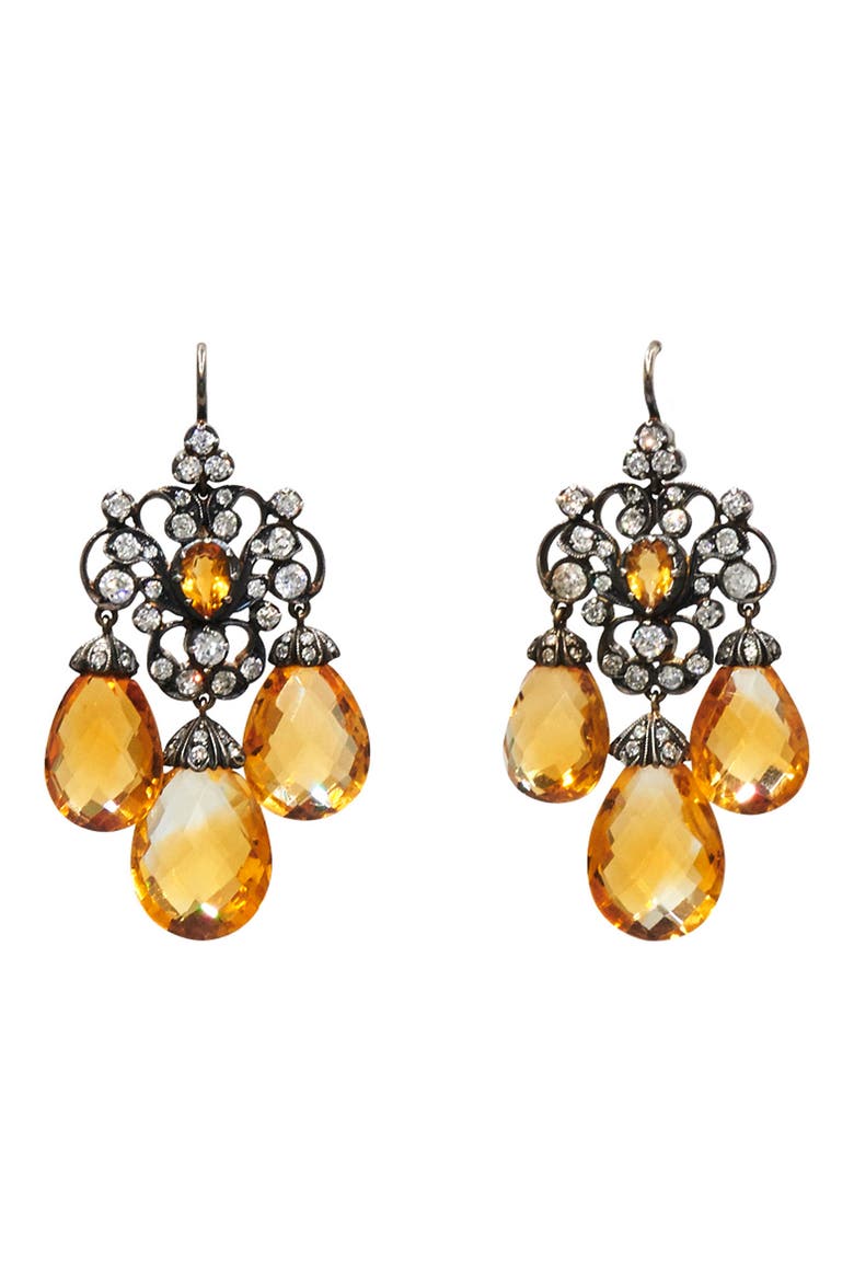 Citrine & Diamond Chandelier Earrings, Main, color, GOLD