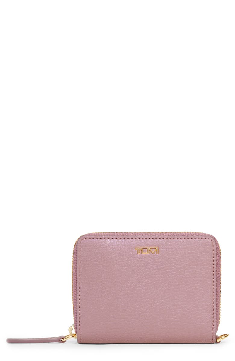 TUMI Trifold Leather Zip Wallet, Main, color, Pearl Pink