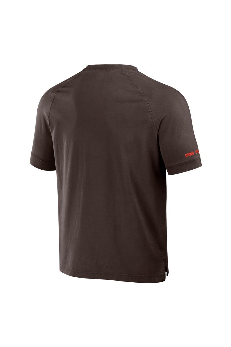 Men's NFL x Darius Rucker Collection by Fanatics Brown Cleveland Browns Washed Raglan Henley T-Shirt, Alternate, color, Brown