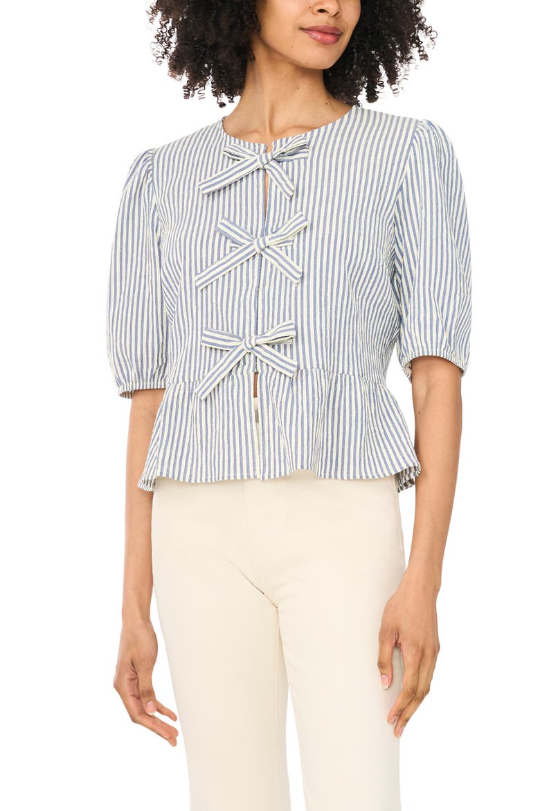 Stripe Bow Peplum Top, Main, color, CLASSIC NAVY/ DENIM