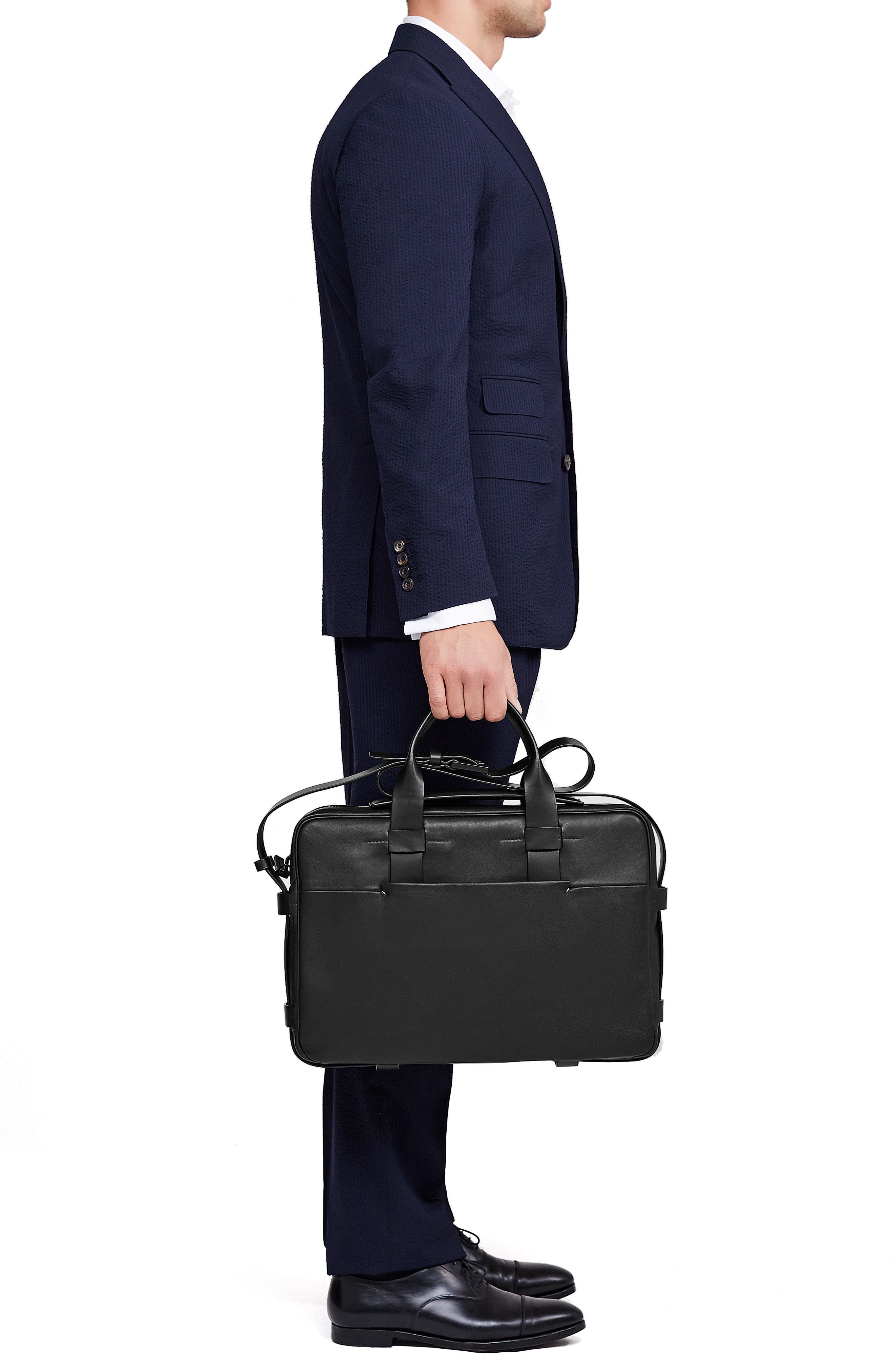 Leather Briefcase, Alternate, color, BLACK LEATHER