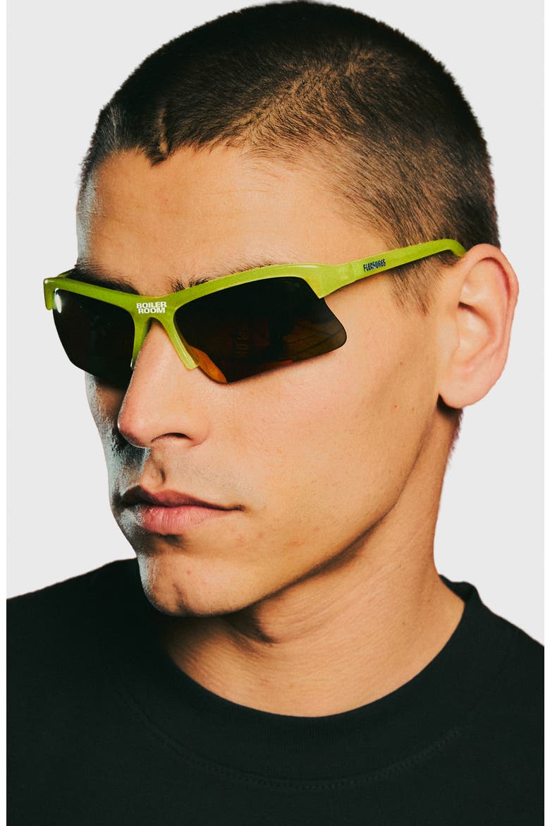 x Akila Active Semi Rimless Rectangular Sunglasses, Alternate, color, LIME