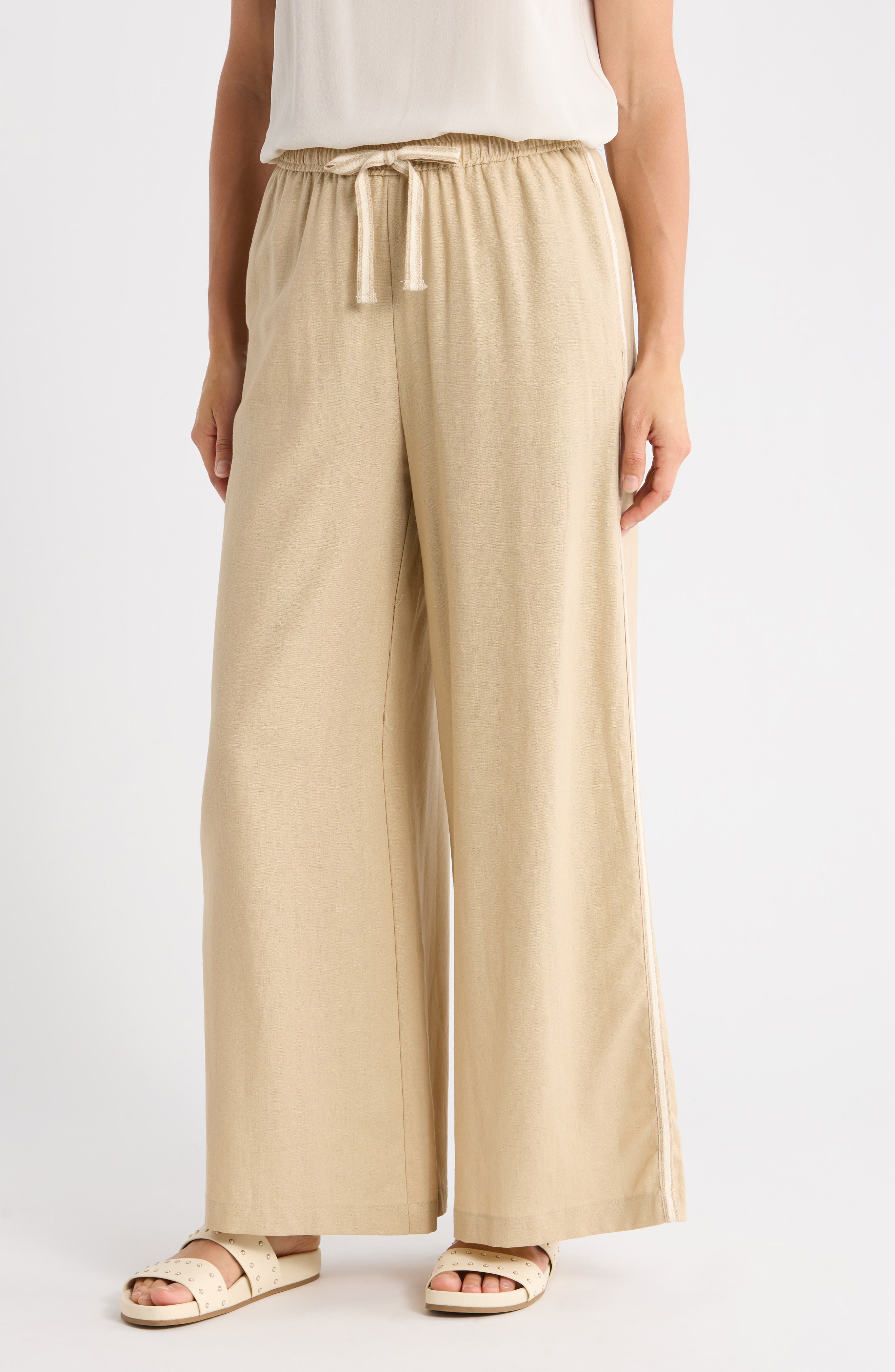 Side Stripe Linen Blend Wide Leg Pants - image 5