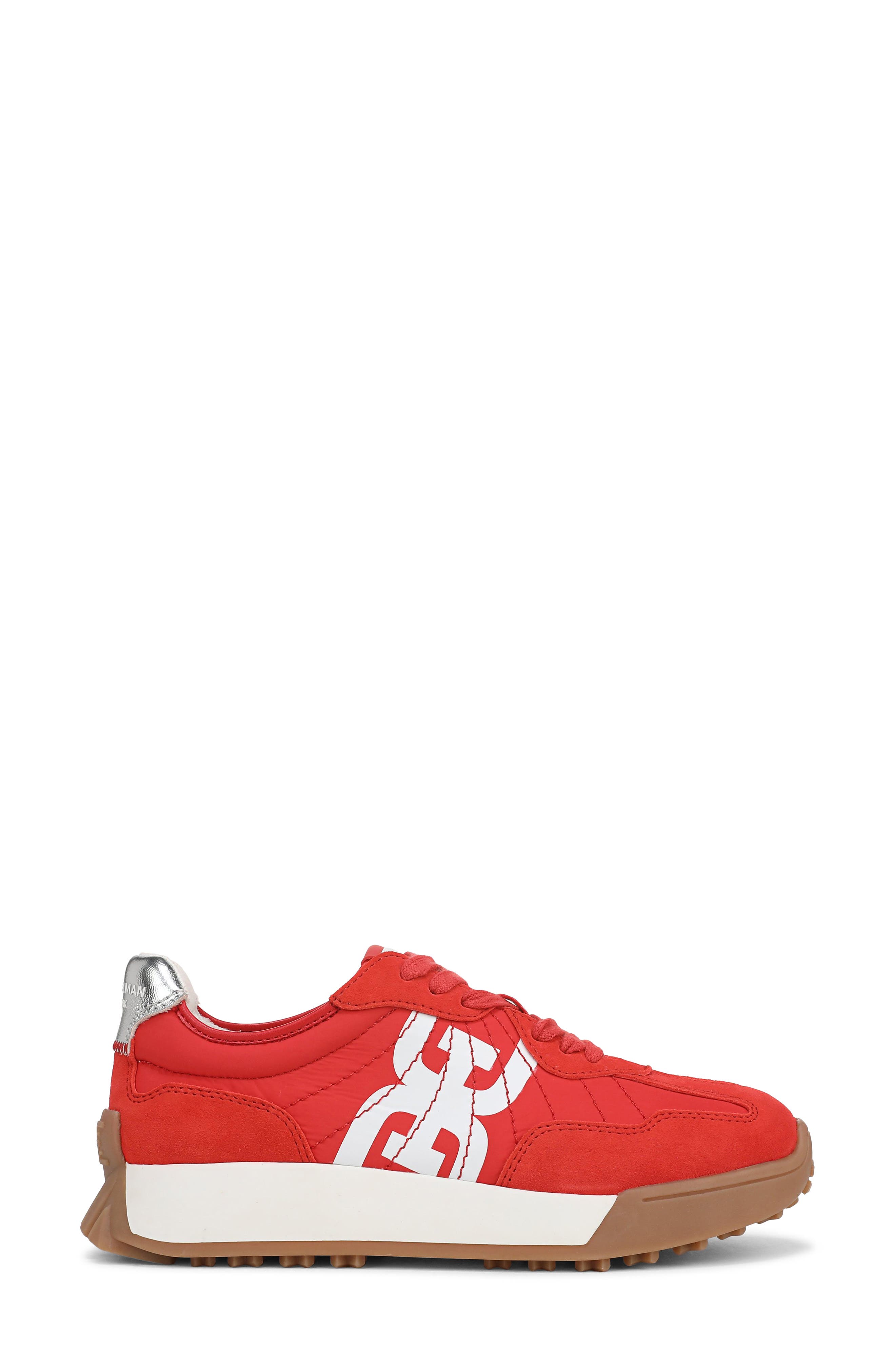 Sam Edelman Langley Retro Sneaker, Alternate, color, Sport Red/ White