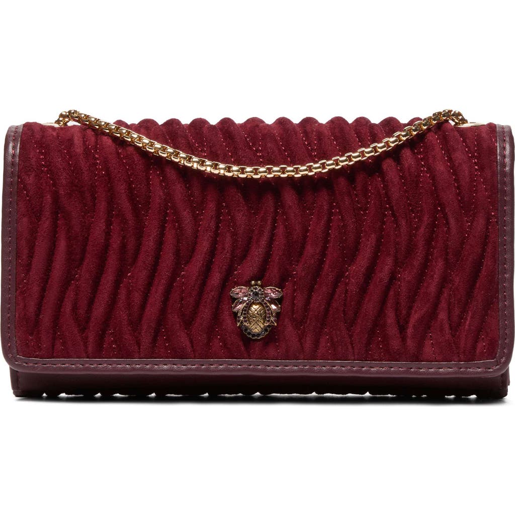Dune London Strong Convertible Suede Crossbody Bag In Burgundy