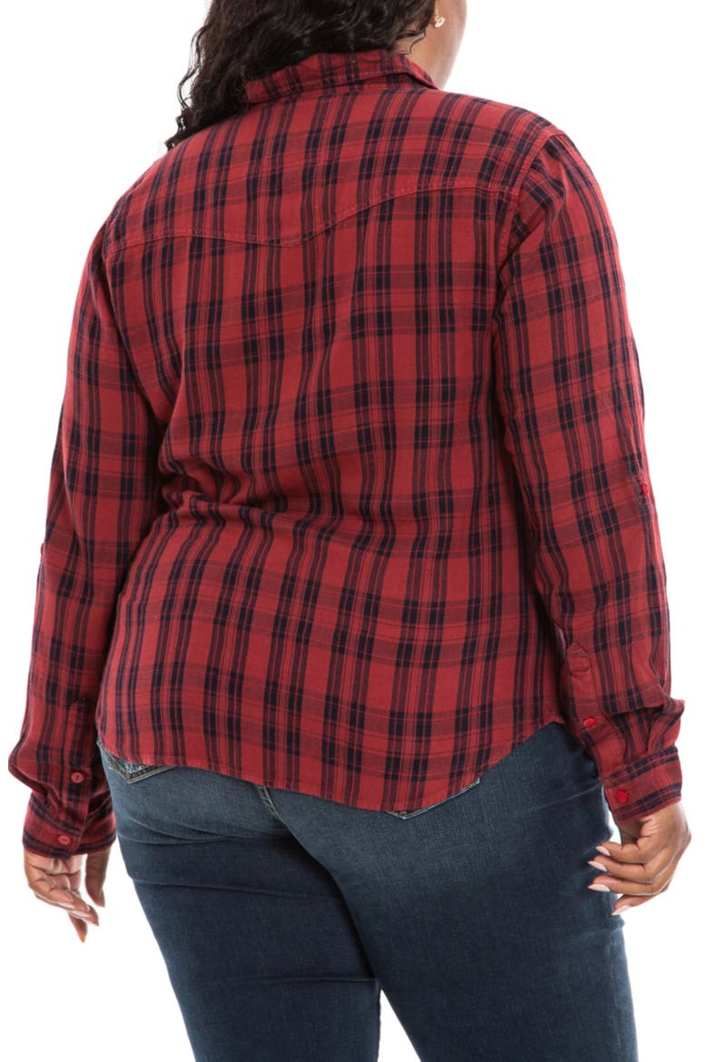 Plaid Western Shirt, Alternate, color, BURGUNDY