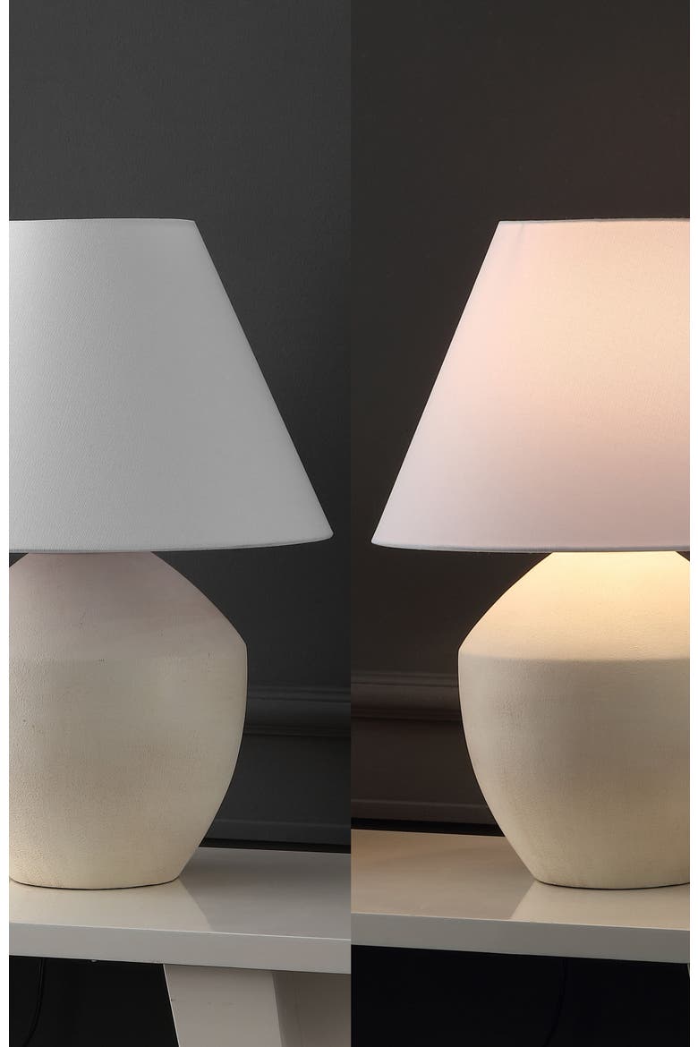 Ralf 20.5" Minimalist Scandinavian Resin/Iron LED Table Lamp, Alternate, color, Matte Cream