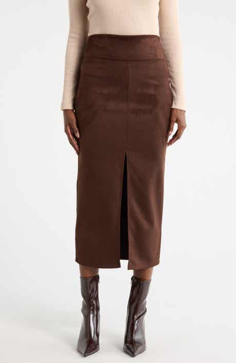 Renee C Faux Suede Midi Skirt