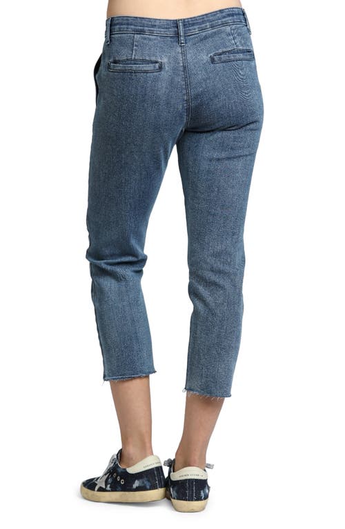 Apny Raw Hem Mid Rise Crop Trouser Jeans In Indigo