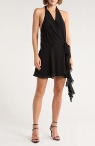 Beivy Drop Waist Wrap Halter Dress