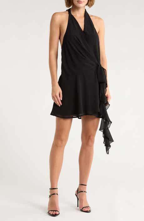 Beivy Drop Waist Wrap Halter Dress