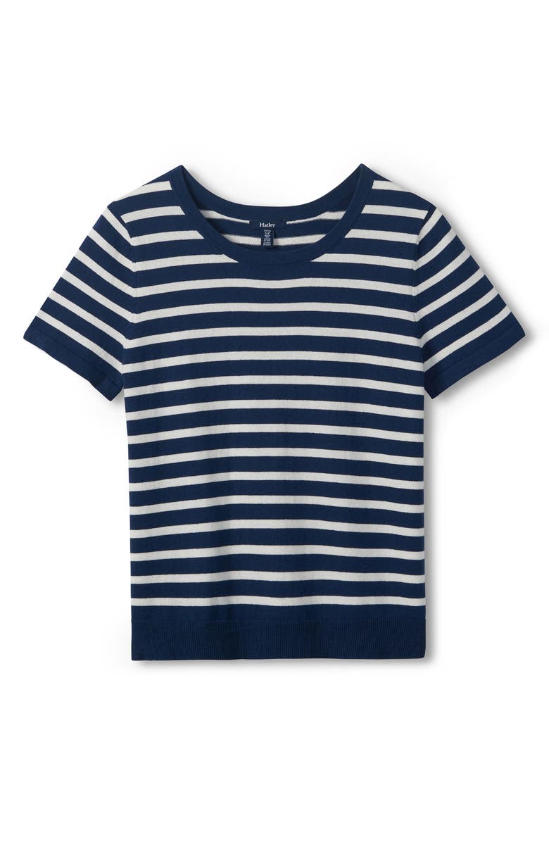 Hatley Stripe Short Sleeve Sweater, Alternate, color, Patriot Blue
