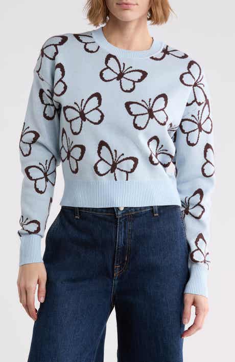 Butterfly Jacquard Pullover Sweater