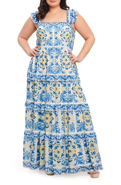 Ruffle Strap Tiered Maxi Dress (Plus)