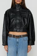 Princess Polly Ace Player Funnel Neck Cropped Faux Leather Jacket