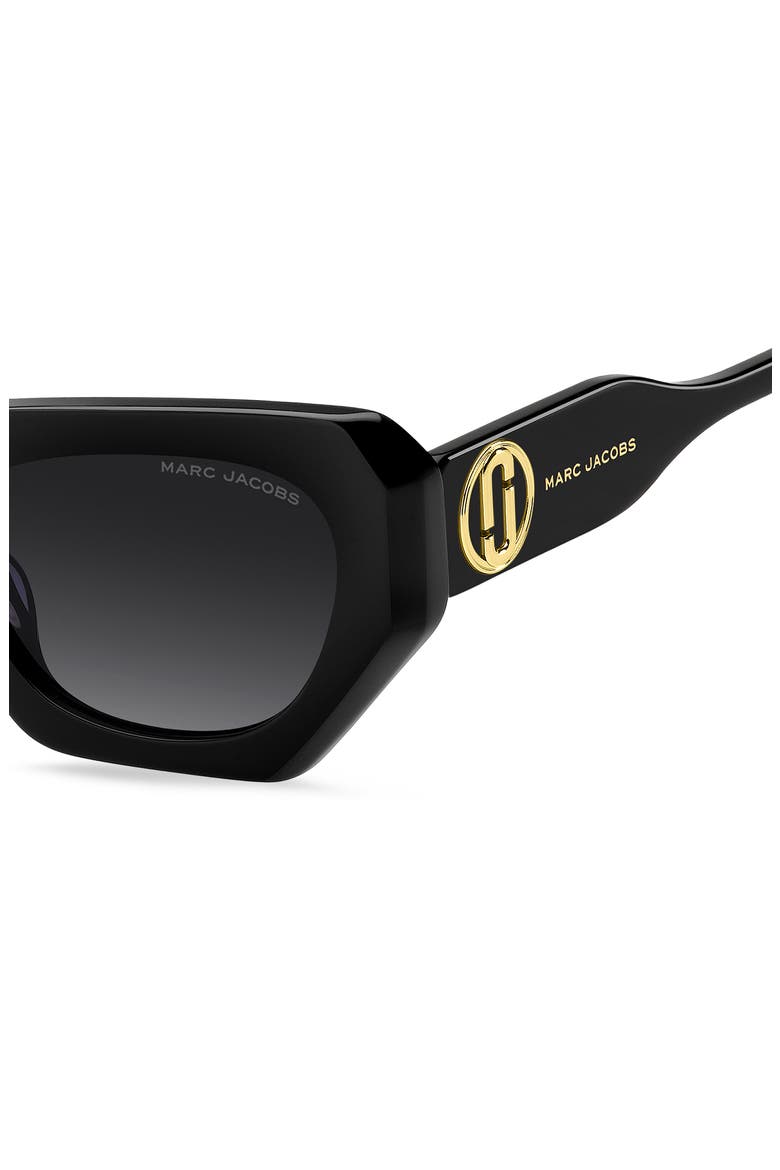 52mm Rectangular Geometric Sunglasses, Alternate, color, BLACK