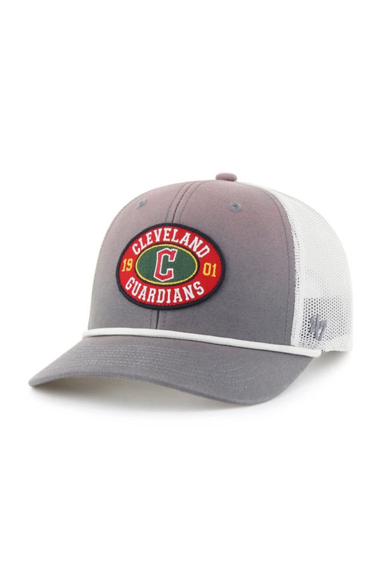 '47 Men's '47 Gray/White Cleveland Guardians Tide Sweep Rope Trucker Adjustable Hat, Main, color, Gray