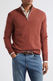 Eleventy Tipped Cashmere Half Zip Sweater