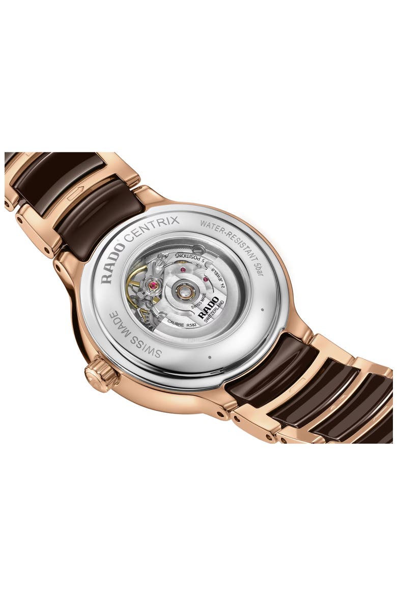 Centrix Automatic Diamond Bracelet Watch, 30.5mm, Alternate, color, BROWN