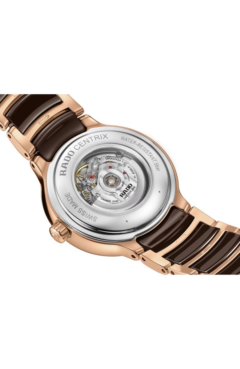 RADO Centrix Automatic Diamond Bracelet Watch, 30.5mm, Alternate, color, Brown